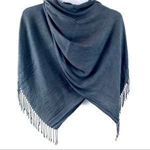 Women's Gray Scarf With Fringe Tassels 100% Viscose 70" x 29" Rectangle